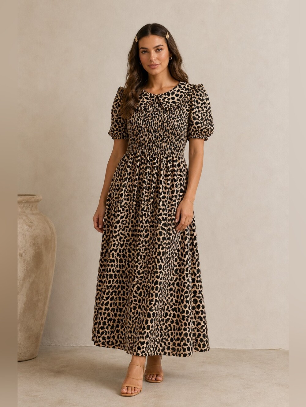 Women's SS Leopard Pink Maxi Dress- Small NWOT